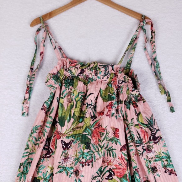 H&M Tropical Floral Maxi Sundress Size 4 Pink Boho Festival Beachwear - Picture 2 of 8